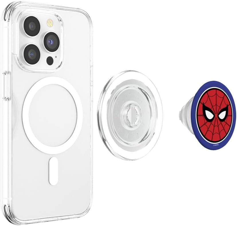 Marvel Spider-Man Web Face Blue Circle Logo PopSockets PopGrip for MagSafe