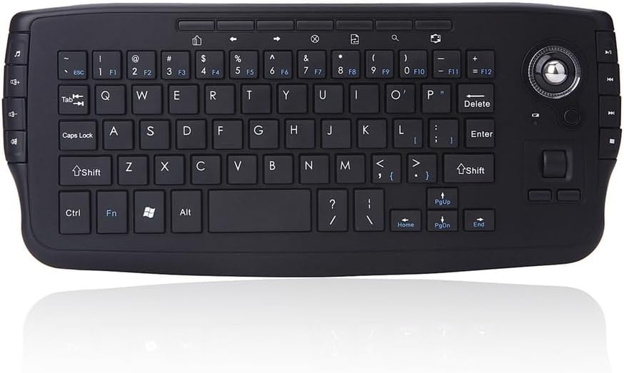 2.4G Wireless Ergonomic Mini Keyboard Gaming Keyboard with 15 Multimedia Keys and Trackball