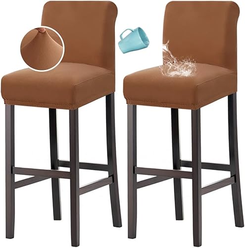 H.VERSAILTEX Juego de 4 fundas elásticas 100 % impermeables para taburete de bar, para comedor, extraíble, suave y gruesa, tela polar sólida, color