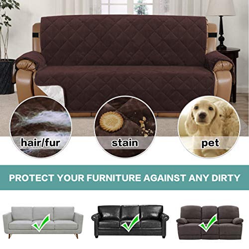Turquoize Recliner Sofa Cover Velvet Recliner Sofa Slipcover Couch Covers For 3 Cushion Couch Quilted Recliner Cover Slip Resistant Sofa Furniture Cover With Straps Seat Width Up To 70"(70",Brown) #TOP5