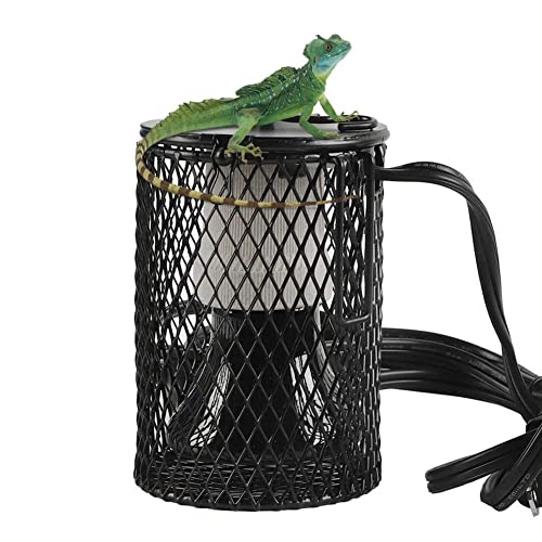 Lelukee Lampe chauffante pour reptiles avec cage, émetteur de kit de chaleur en céramique de 100 watts, aucun dommage et aucune lumière pour les tortues,...