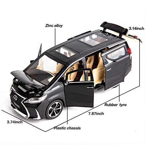 Image of Model Car 1 /24 Lexus Lm300 Alloy Pull Back Metal Collectible Toy Car with Light and Sound Toy Vehicle Door Can Be Opened, White