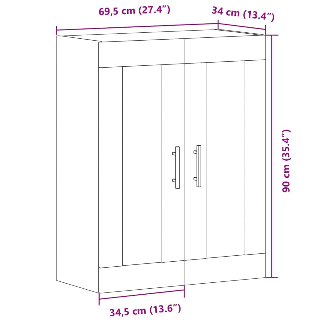 vidaXL Wandschrank Altholz-Optik 69,5x34x90 cm Holzwerkstoff, Schrank, Hängeschrank, Beistellschrank, Lagerschrank, Hängewandschrank, Schwebeschrank