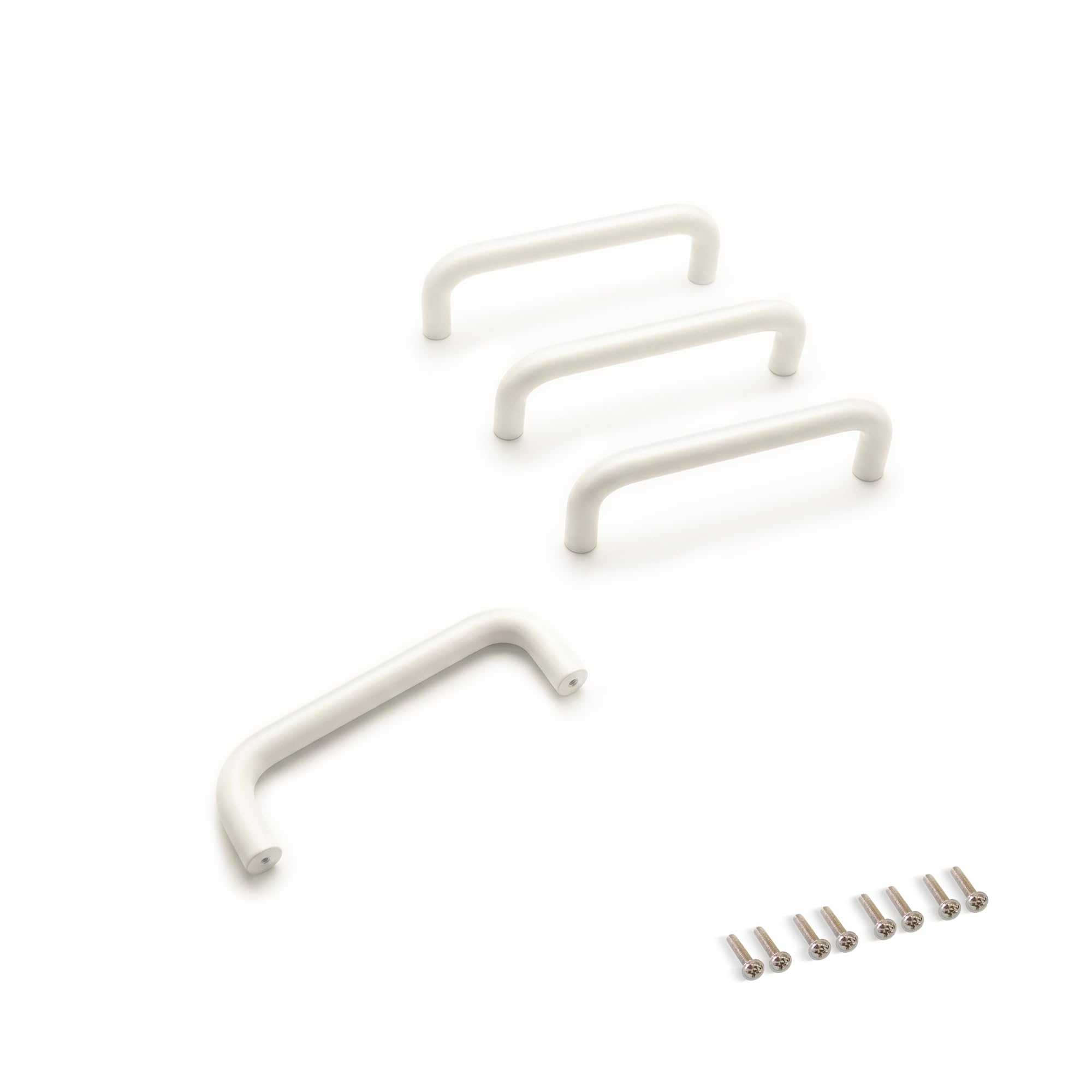 Buybestify White 4 Pack Warm Cream Curved Cabinet Handles - Modern Minimalist Aluminium Drawer Pulls For Kitchen, Wardrobe & Bathroom Furniture - 96Mm Hole Centre Spacing