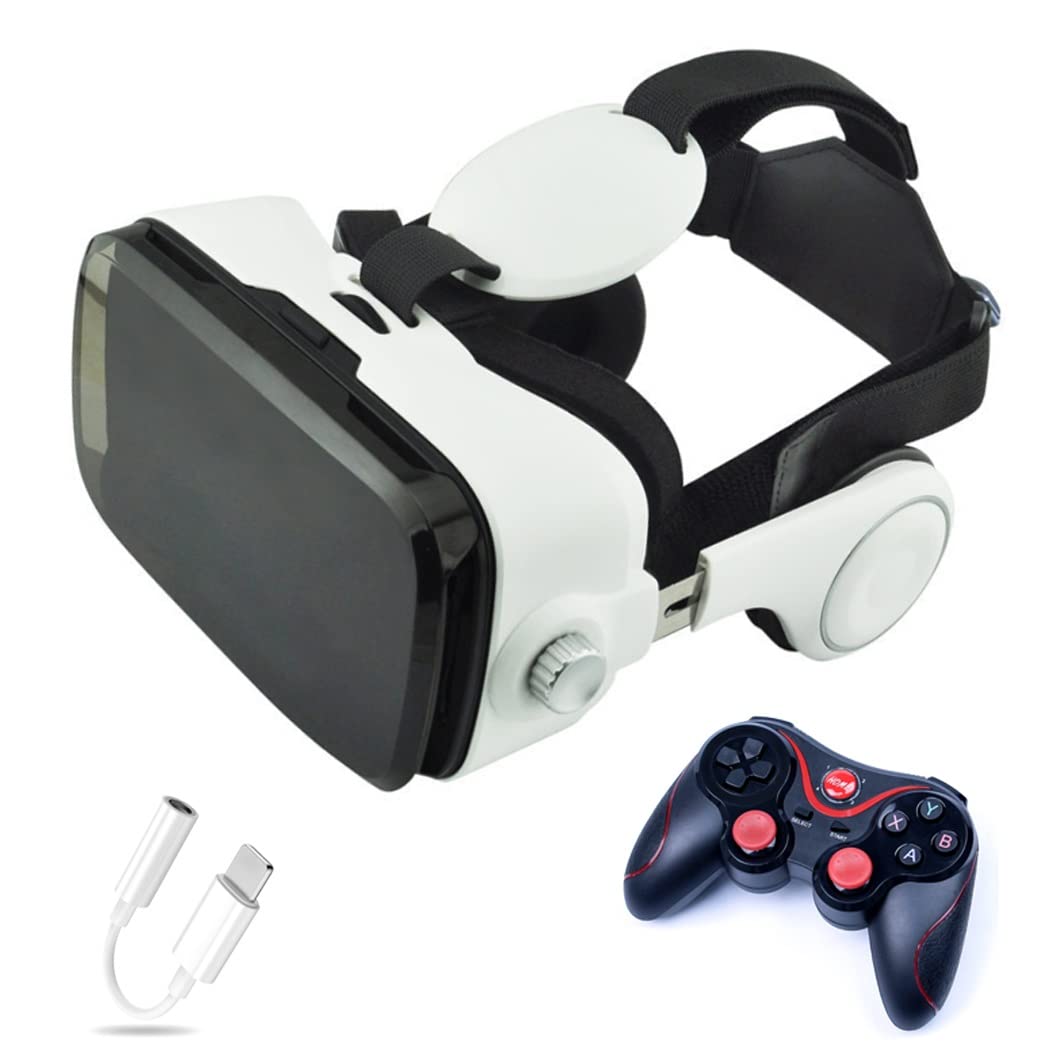 Gafas de Realidad Virtual, 3D VR Gafas con Controlador Bluetooth para Juegos Visión Panorámico VR Glasses para iPhone 13 Pro Max/13 Pro/13/12/11, para Samsung Galaxy S21, Huawei, Xiaomi