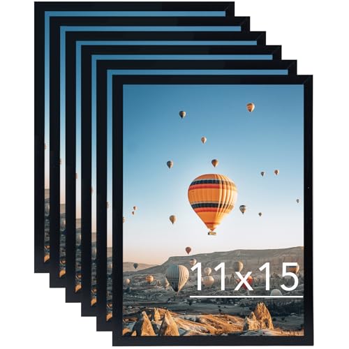 JCJMY 11x15 Black Picture Frame Set of 6, Horizontal and