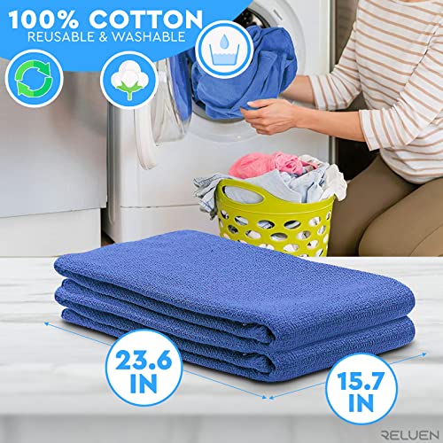 Cotton Towels For Cleaning Huck Towels 12 Pcs Perfect Blue Kitchen Cleaning Towels Car Wash Towels Cleaning Clothes Reusable Washable Bar Towels Cleaning Cloths For House - Super Absorbent Towels Reluen #TOP1