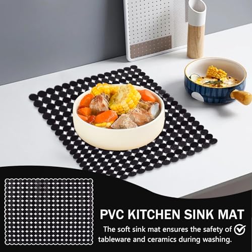 2 Piezas Alfombrilla Protectora para Fregadero, Alfombrillas Cocina para Fregaderos de Cerámica de Acero Inoxidable Protector PVC Tapete Escurridor de fregadero Drenaje Rápido, 40 x 30 cm - imagen 2