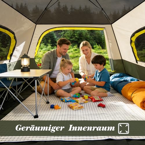 Zelt 2/3/4 Personen Campingzelt Pop Up - 40s Automatik Schnellaufbau 2-4 Mann Zelte Wasserdicht 3000mm & Winddicht, Doppelwand Kuppelzelt mit Regenschutz, Wurfzelt Zelt für Camping, Wandern & Trekking