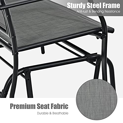 Image of Giantex Patio Glider Benches for Outside, Swing Glider Chair with Steel Frame, 400 LBS Capacity, Patio Swing Rocker, 2-Person Loveseat for Backyard, Poolside, Lawn, Balcony, Porch Glider Bench(Gray)