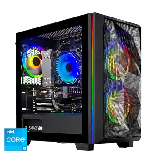 Skytech Gaming Chronos Mini Gaming Computer PC Desktop - Intel Core-i3 10100F 3.6GHz, GTX 1650 4G, 500GB SSD, 8G 3000, RGB Fans, AC WiFi, Windows 10 Home 64-bit,Black