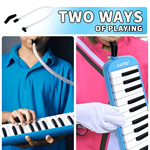Image of East top 32-Key Melodica, Professional Mouth Melodica Keyboard Organ Melodica Instrument for Adults, Students and Kids, As a gift, Set-Blue