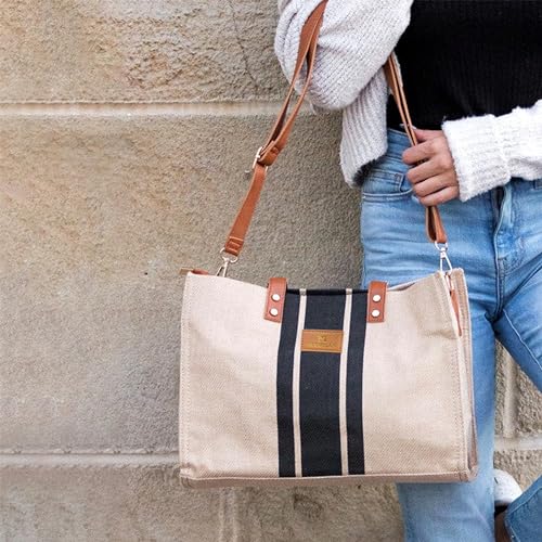 INKMILAN-Daily-Use-Shopper-Natura-Bag-Laptop-Tote-Shoulder-Bags-for-Women-Fits-up-to-156-Inch-Laptop-Handbag-Casual-Canvas-Bag-Ideal-for-Shopping-Travel