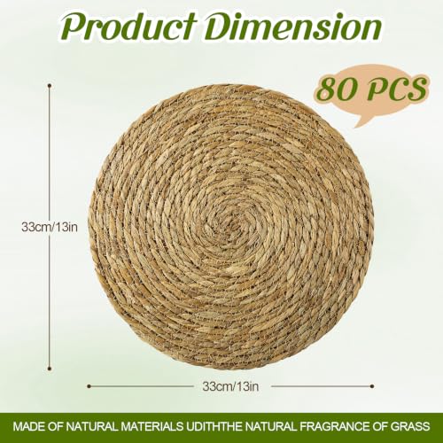 Image of Colingmill 80 Sets 13 Inch Round Woven Placemats Bulk Farmhouse Boho