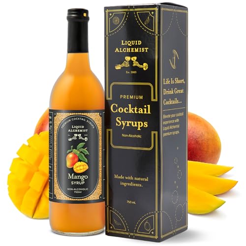 Image of Liquid Alchemist Mango Syrup for Drinks - Real Ingredients Make our Mango Puree for Cocktails the Perfect Margarita Mix - Our Tropical Flavoring Syrup is Non-GMO & Vegan (25.4 oz)