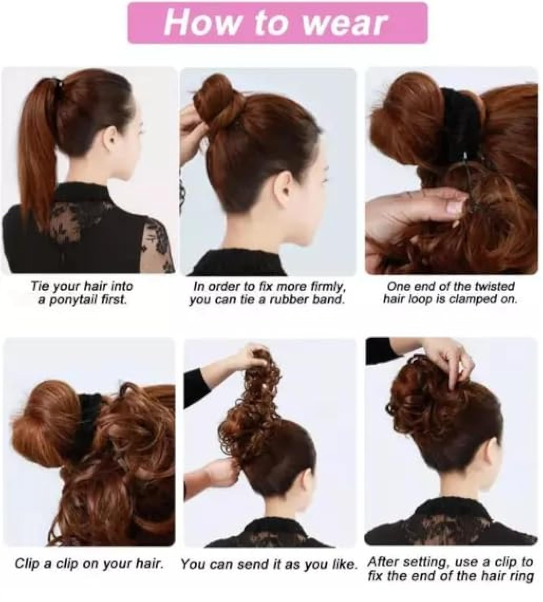 Synthetic Curly Messy Bun Ponytail Hair Extensions for Women