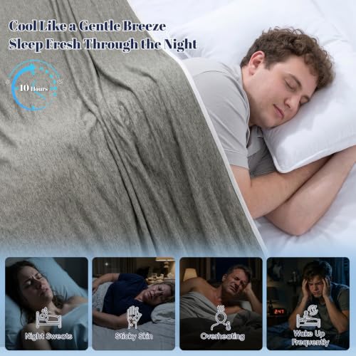 Image of PHF Cooling Blanket King Size 108 inchx90 inch, Double-Sided Cooling for Hot Sleepers (Q-Max 0.46+), Lightweight Breathable Summer Blanket for Night Sweats with Rayon Derived from Bamboo, Charcoal Grey