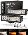 NAOEVO 6in LED Light Bar, 50W 3700LM LED Driving Lights, Spot & Flood Combo Light, LED Fog Lights - LED Offroad Lights for Trucks/Cars/Boat, 2 Pcs (White/Amber/White&Amber)