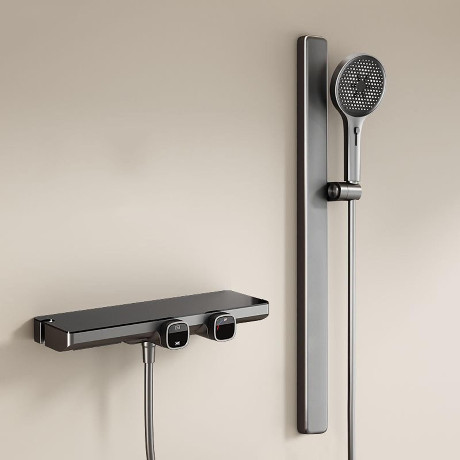Mitigeur de douche mural gris moderne robinet de baignoire avec pommeau