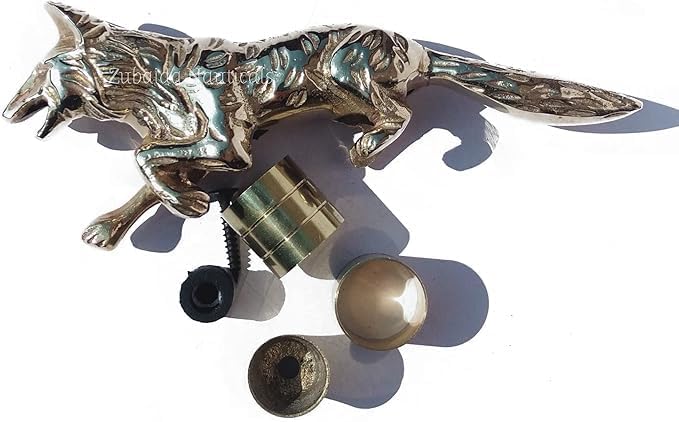 Miniatura 2 de Mango de cabeza de lobo de latón macizo en relieve antiguo para bastones de bastón, dorado