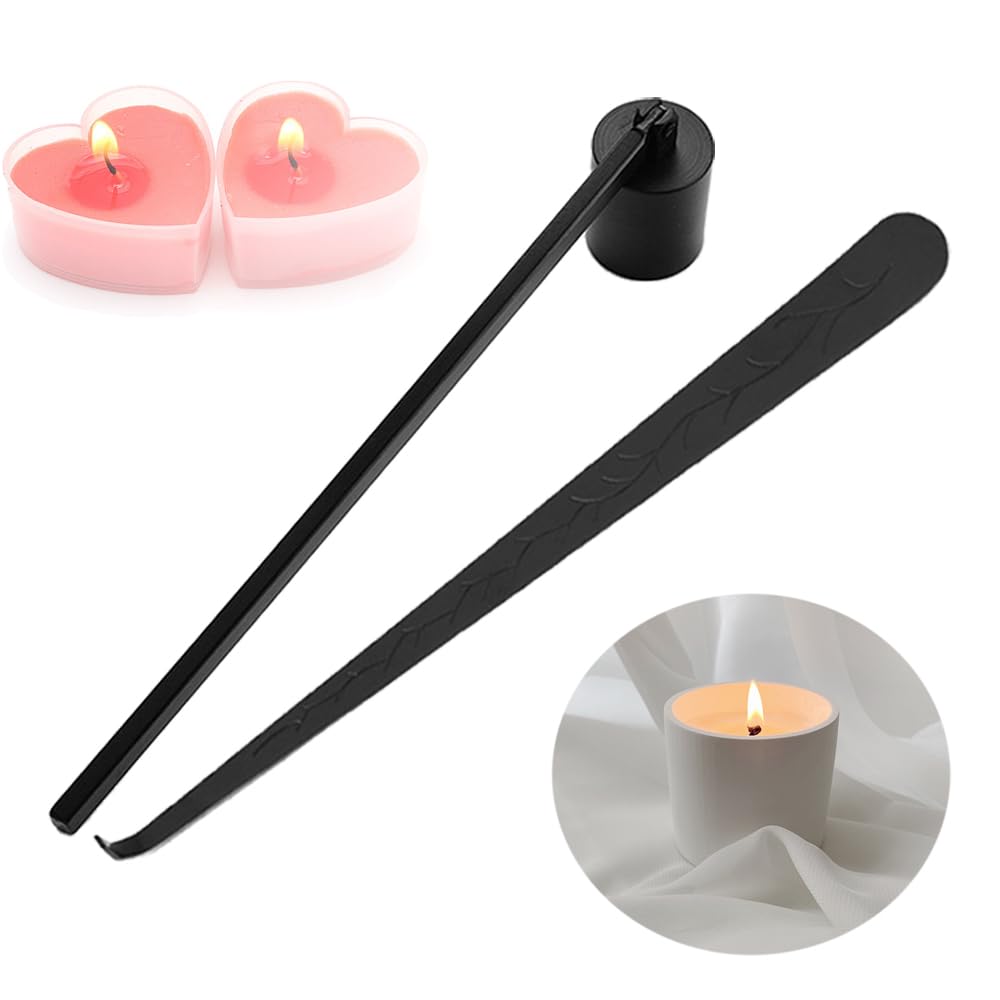 TRKETK 2 Pcs Candle Tools Set, Candle Accessory Set Candle Snuffer Set Candle Snuffer with Wick Dipper for Most Candles Stainless Steel Candle Care Tool Kit for Candle Lovers (Black)