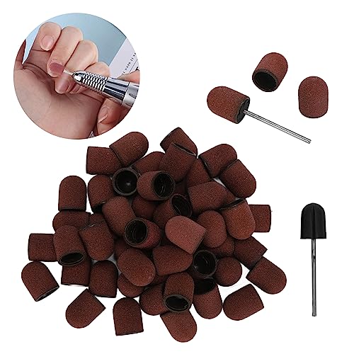 Nail Sanding Drill Bit,Nail Sanding Drill Caps 120 Grit Nail Art Sanding Caps Manicure Polishing Grinding Bands Nail Drill Bits Set including Shaft Nail Sanding Bands - Image 3