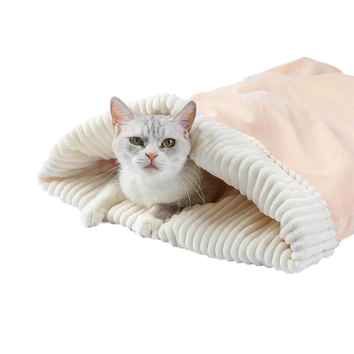 Cozy Pet Nest for Cats,Cat Sleeping Bag,360° Comfortable Cat & Dog Sleeping Bag-Pocket Nest,Semi-Enclosed Design,Winter Cats Autumn Winter Sleep Cave For Indoor & Outdoor(B)