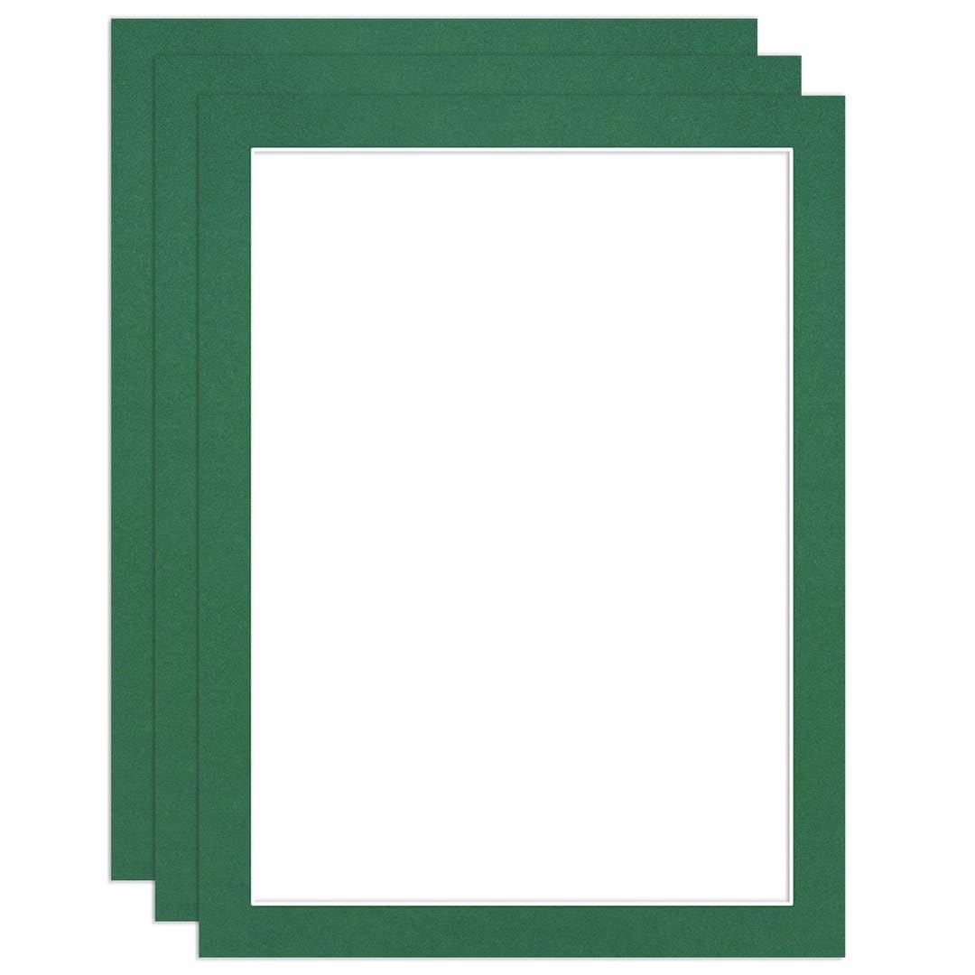 Procut Global 8x6" Emerald Picture Mounts to Fit 7x5" Aperture - Precision Cut Cardboard Photo Mount - Ideal for Frames, Prints, Artwork & Certificates - Sizes & Colours Available - 3 Pack