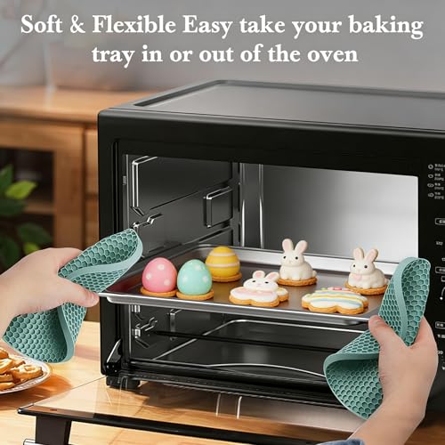 Image of 4 Pack Silicone Trivets for Hot Dishes, Dark Green Silicone Hot Pads Trivet for Hot Pots and Pans, 4 PCS Heat Resistant Silicone Mats Pot Holders for Kitchen Counter, Large Coasters & Jar Opener
