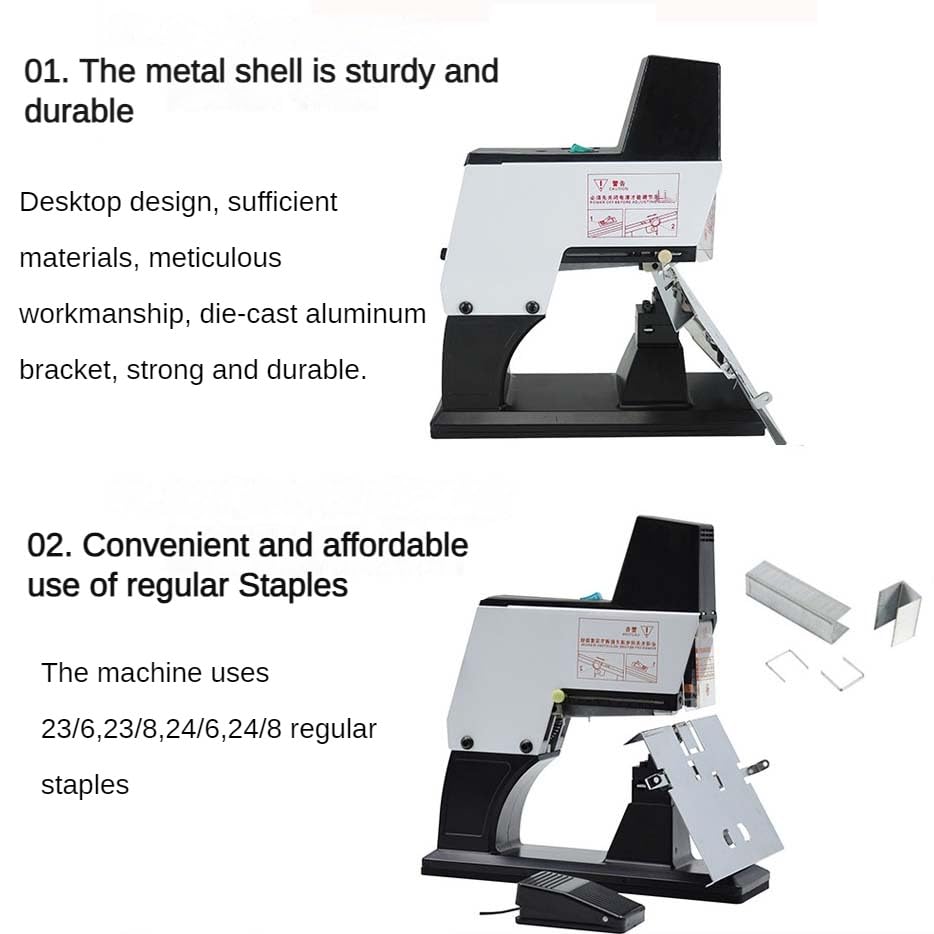 Machine à relier automatique à coutures plates – Force réglable et profondeur de reliure Agrafeuse électrique pour bureau et maison