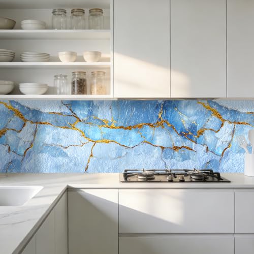 Image of Nuxovilar Light Blue Crystal Marble Wallpaper Peel Stick 15.75x39.37
