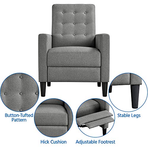 Sillón reclinable moderno tapizado gris miniatura 4