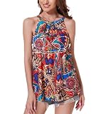 Women Casual Sleeveless High Neck Tank Top with Bra Relaxed Camisole Top Flowy Summer Shirt Orange Top XL -  ANYFITTING