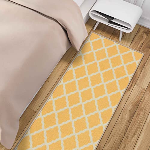 Ottomanson Glamour Collection Non-Slip Rubberback Moroccan Trellis Design 2X6 Indoor Runner Rug, 2'2" X 6', Yellow #TOP15