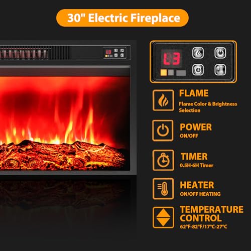 Naice 104" Electric Fireplace with Mantel and Cabinets, Fireplace TV Stand for Living Room Bedroom, 30in Realistic Flame Fireplace and Stacked Stone Surround, Brown - Image 8