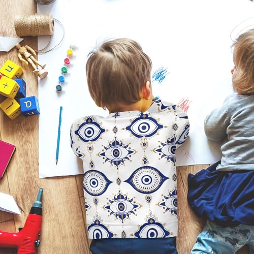 JUNZAN Retro Cartoon Evil Eyes Big Girls Hoodie Sweatshirt Fleece Boys Sweat Shirt Camping 4T 6