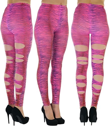 Image of ToBeInStyle Women's Slashed Ripped Shredded Distressed Hosiery Tights Leggings Music Festival
