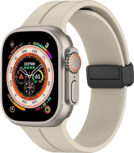 Image of Soft Silicone Sport Band Compatible with Apple Watch Ultra 49mm 45mm 44mm 42mm Magnetic Clasp Adjustable Strap For iWatch Series 10 9 8 7 6 5 4 3 2 1 SE Ultra 2nd gen (Only Strap, No Watch)