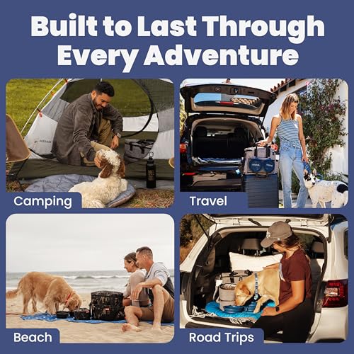 Image of The Original Doggy Bag - Complete Dog Travel Bag for Supplies with 2 BPA-Free Travel Dog Bowls & 2 Pet Food Containers - Traveling Kit for Road Trips, Camping, Weekend Away or Doggy Gift: Grey