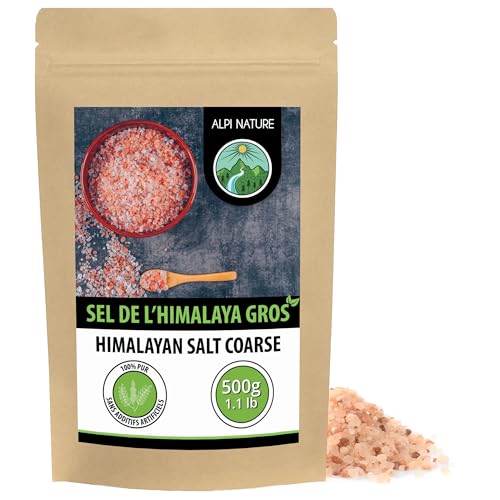 Alpi Nature Sel Himalaya Rose Gros 500g, Sel Rose de l'Himalaya 2-5 mm pour la Cuisine