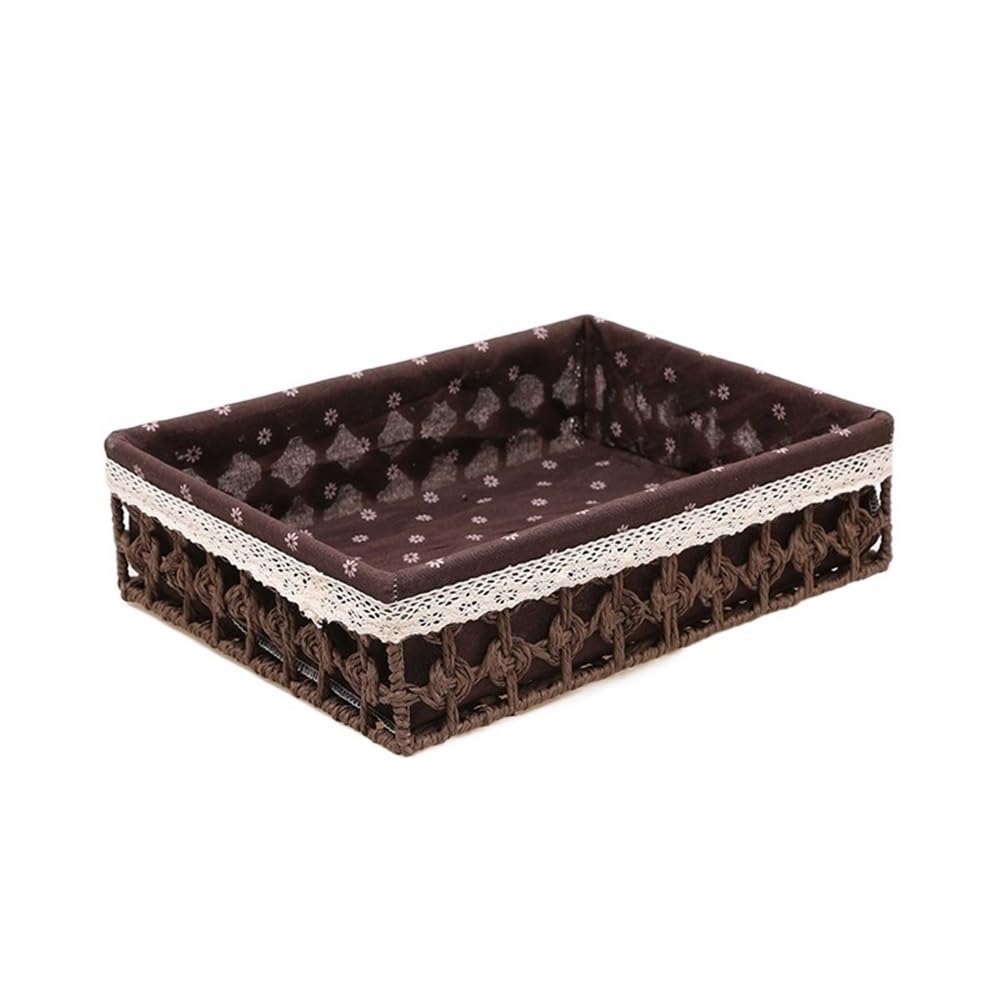 Basket Storage Box Kitchen bedroom Accessories Rattan Desktop Sundries Organizer Bread Rectangle Cosmetic