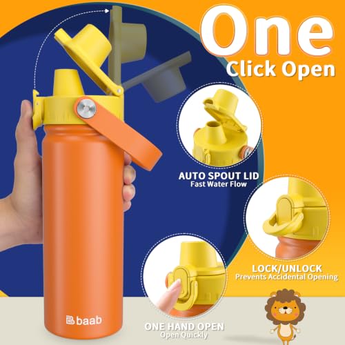 Image of baab 18oz Kids Insulated Water Bottle 18 /8 Stainless Steel Kids Cup 2 Pack