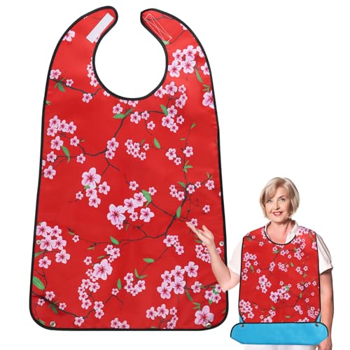 varlldibao Adult Bibs for Women, 1 Pack Adult Bibs for Elderly Women,Reusable Bibs for Adults Women?Waterproof Adult Bibs for Eating?Bibs for adults senior citizens Washable