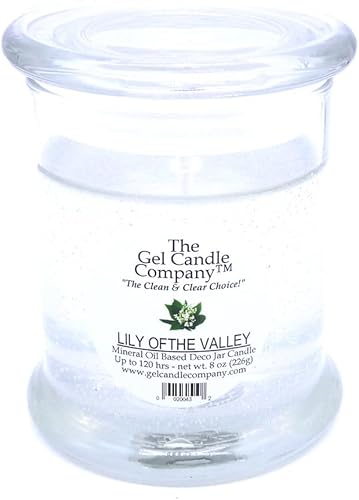 Lily of The Valley Scented Mineral Oil Based Up to 120 Hour 8 Oz Deco Jar Burns Clean and Even by The Gel Candle Company