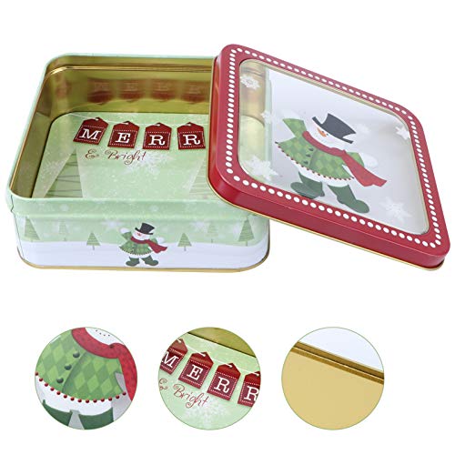 KESYOO 15X15cm Caixa de Folha de Flandres de Natal Com Janela Vazia Latas de Biscoitos Caixa de Pres