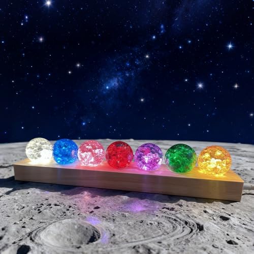 HOVCEH Sfera di Cristallo Luminosa, Luce Notturna Sfera di Cristallo, Ornamento con Sfere di Cristalloghiacciato, Sferas Decorativa con Base in Legno a LED, for Ornamento Decorazione Della Cas