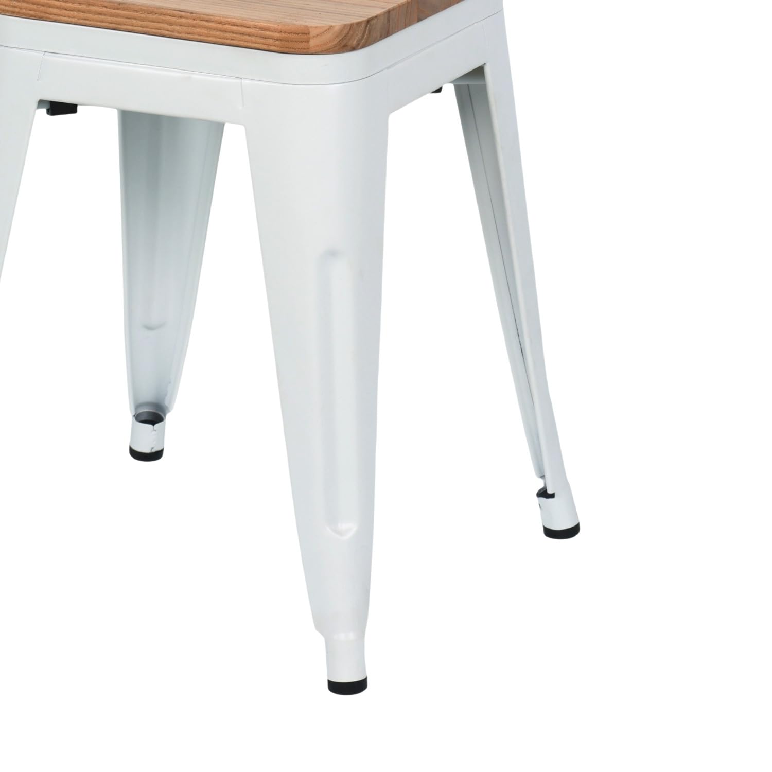 THINIA HOME Pack 2 Taburetes Bajos Industriales Apilables de Acero y Madera 38x38x46cm