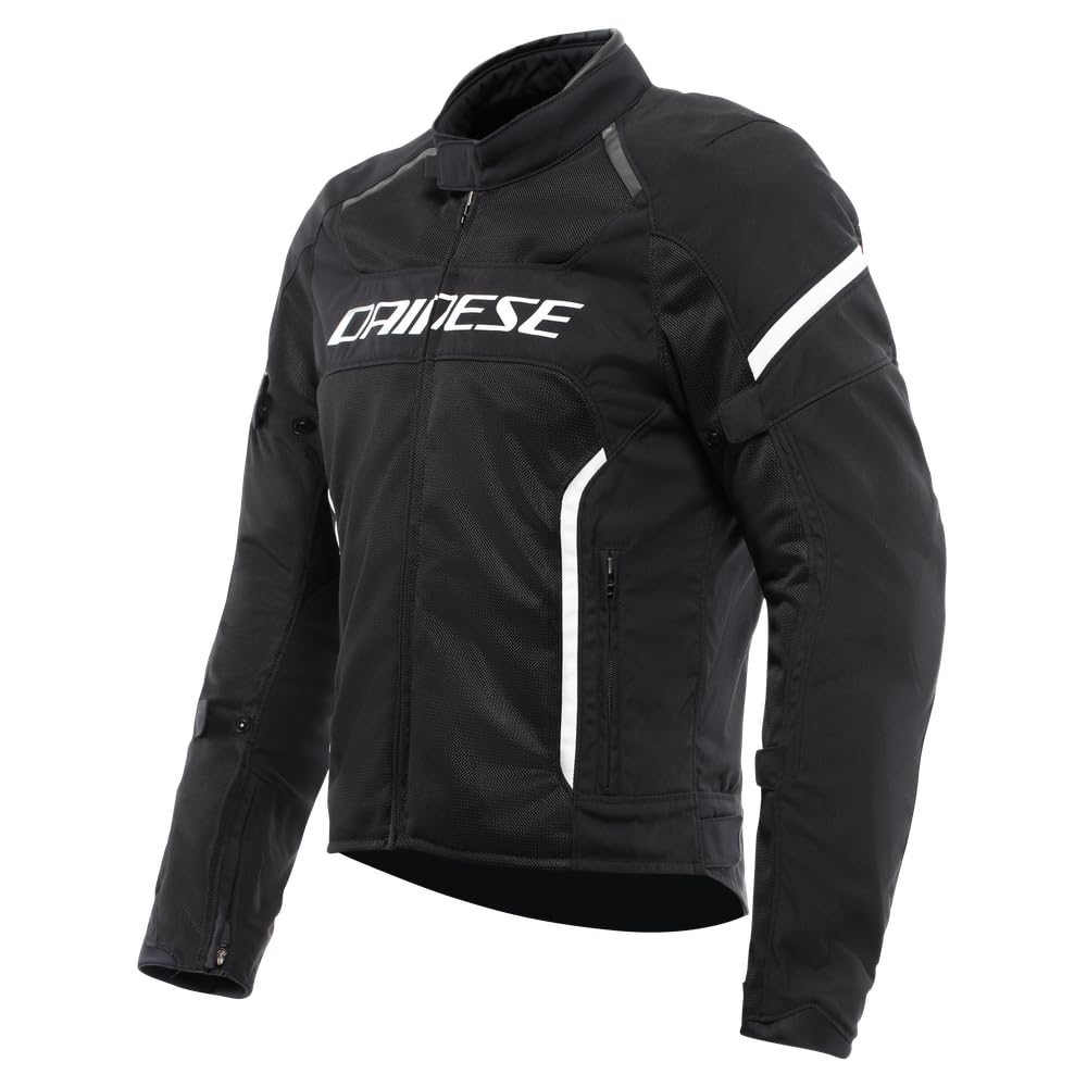 DAINESE - Air Frame 3 Tex Jacket, Summer Motorcycle Jacket with Detachable Windproof Lining, Black/White, 64