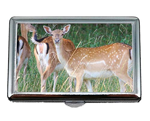 Preisvergleich Produktbild Edelstahl ID oder Zigarettenetui, Hirschwald Wiese Visitenkartenetui Brieftasche Kreditkartenetui