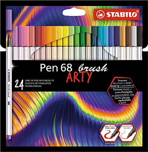 Stylos feutres Stabilo Pen 68 Arty pochette de 24 pièces assorties